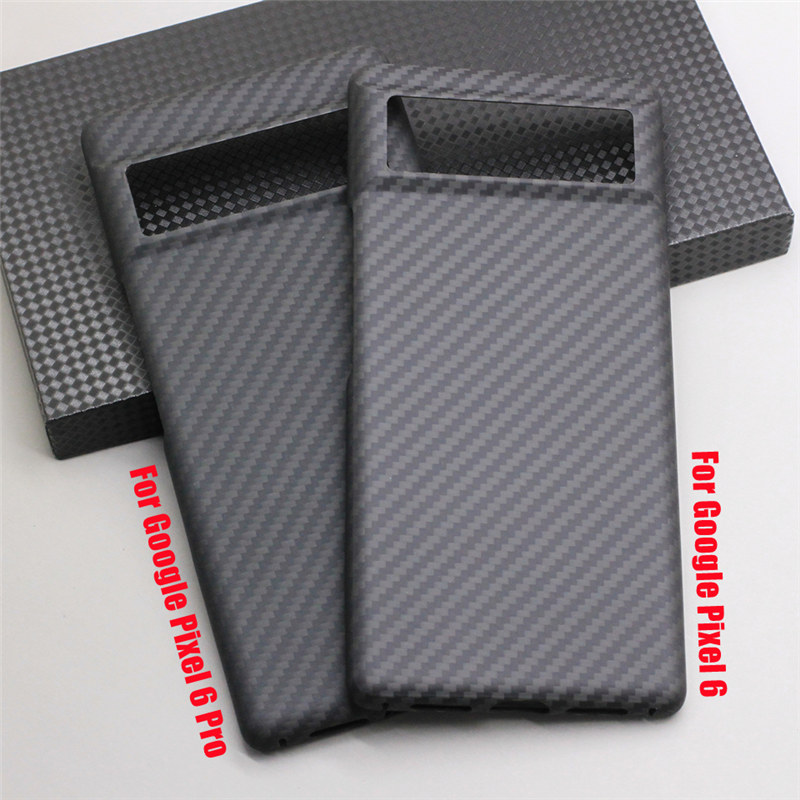 

Genuine Carbon Fiber Aramid Slim Case for Google Pixel 6 Pro 6 Matte Armor Back Cover, Black(fine hole)