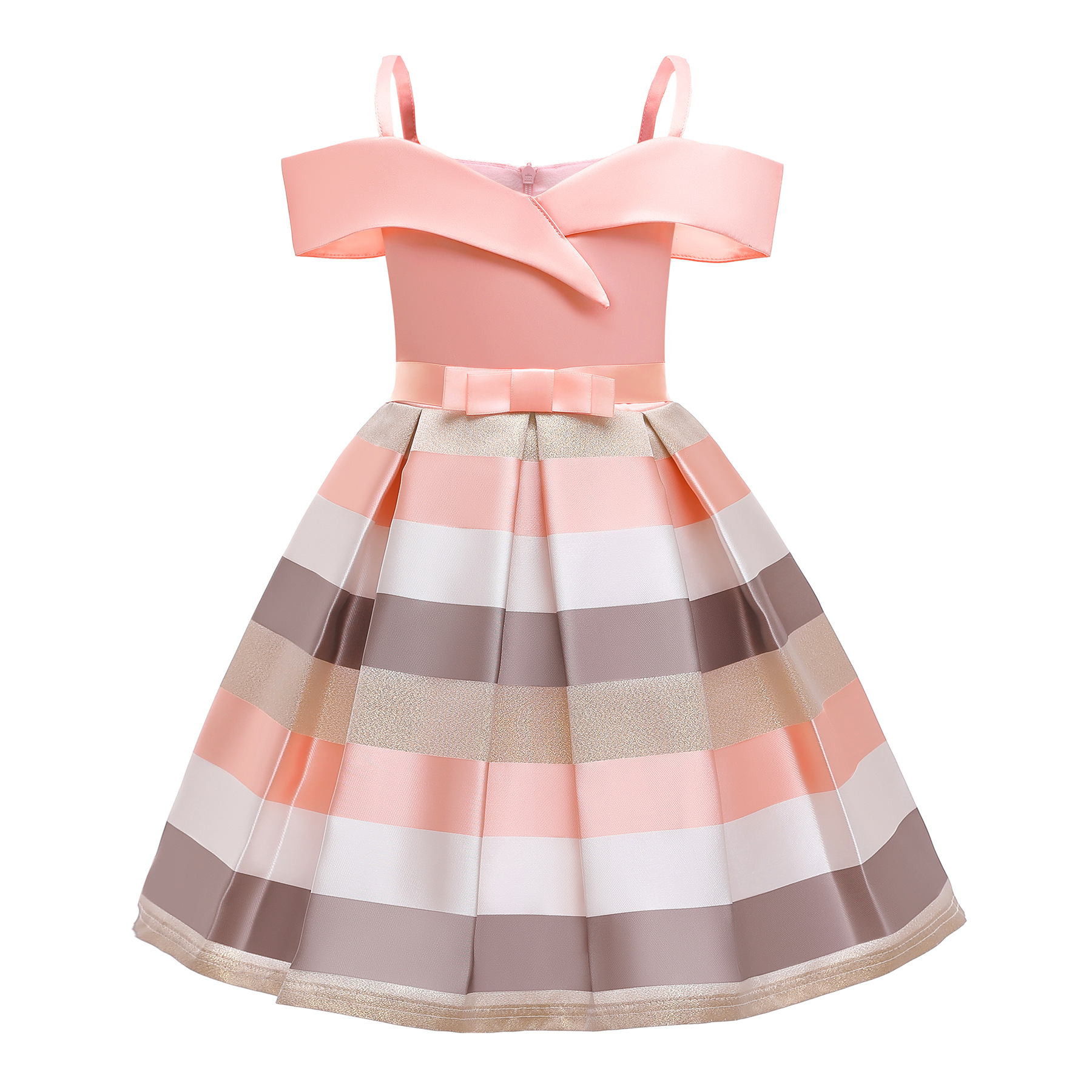 

New Arrival Girl Dress for Kids Clothes Birthday Party Dresses Princess Sleeveless Stripe Dress Wedding Gown Child Clothing 3-10 Years Summer Children Day Gift, Blue stripe