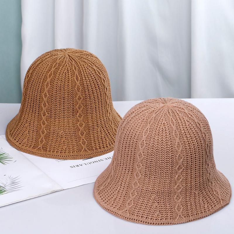 

Berets Twist Pattern Bucket Cap Multicolor Male Elegant Panama Foldable Ladies Hat Women's Hats For The Sun Beach Woman HatBerets, Black