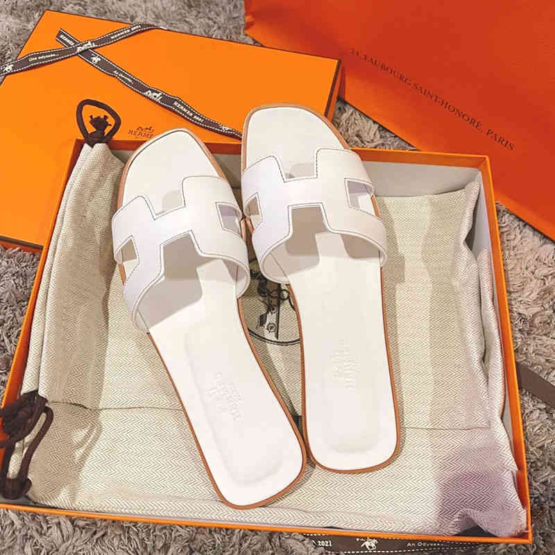 

Designer H Slippers Herme Slides New x-class version h family slippers female 2022 summer pure handmade flip flops real leather wear flat, Pink blue