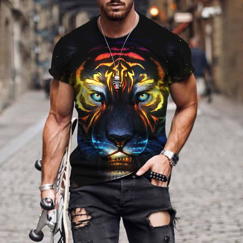 

Men's T-Shirts Nouvelle Mode Printemps Été XS-6XL 3D Imprimé Tigre Cool Unisexe Col Rond Lion T-Shirt À Manches Courtes, Ot608