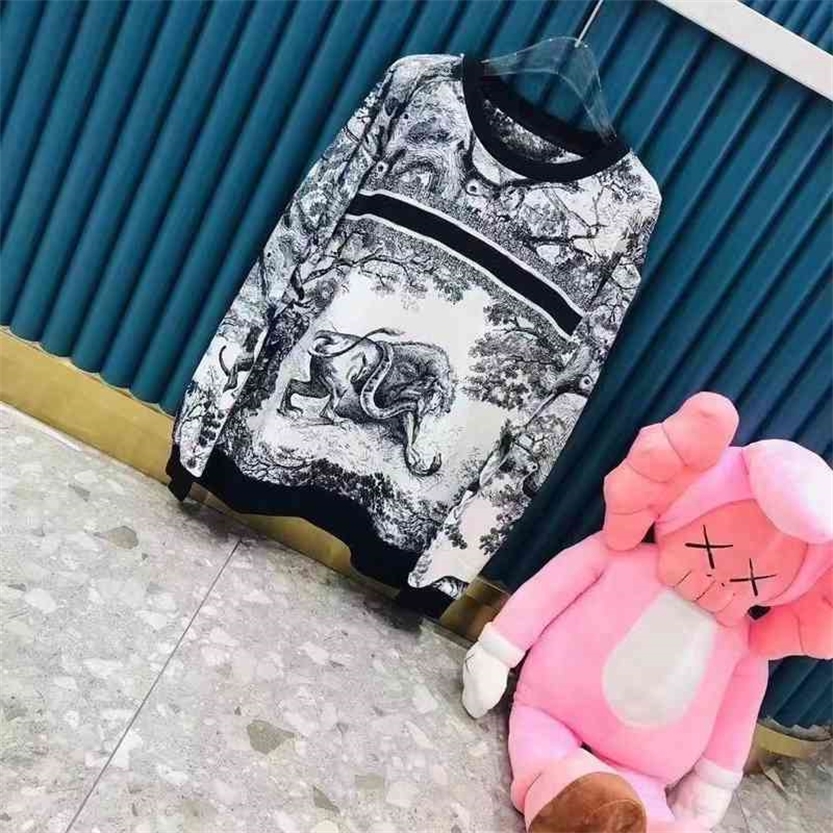 

2022 High Quality new special offer Model early autumn fashion d family landscape painting style round neck long sleeve sweater women's, Black