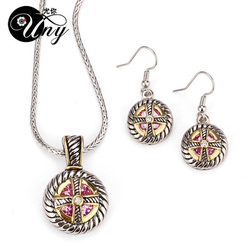 

UNY Jewelry Set Antique fashion cabe Two Color to choose from Delicate Rhodium 2 Tone plated Christmas Birthday gift Free Ship 220716