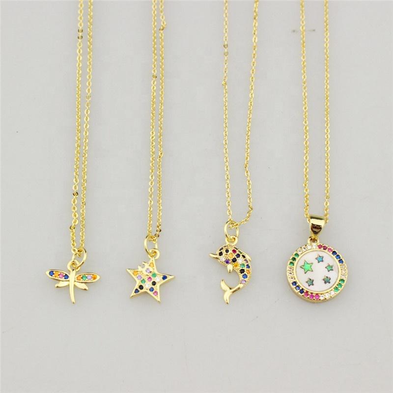 

Pendant Necklaces 18inch 10str/lot Design Rainbow Cz Necklace Fashion Handmade Charm Jewelry Ladies JewelryPendant