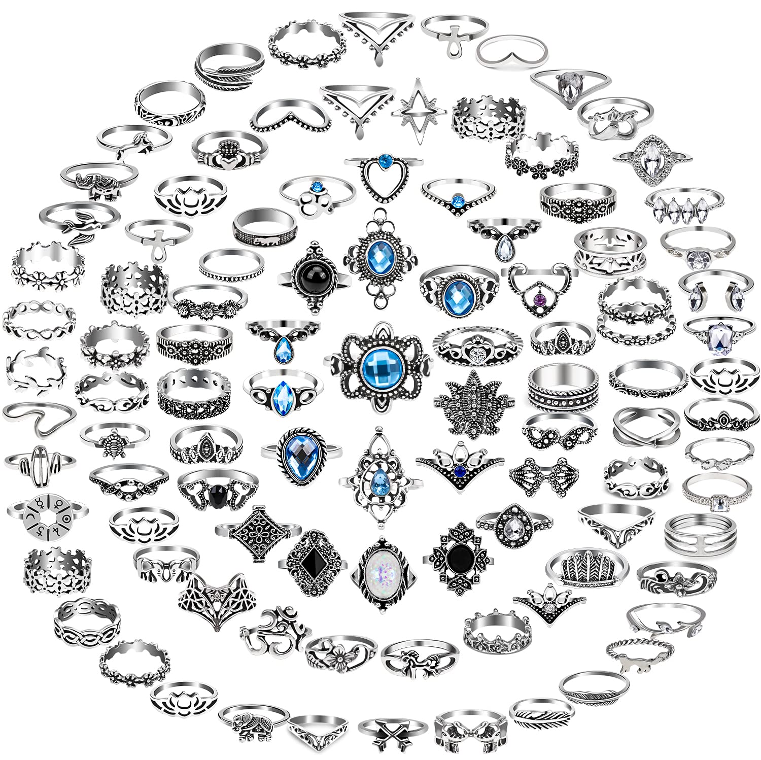 

Band Rings Knuckle For Women Cool Sier Set Bohemian Goth Vintage Hippie Stackable Crystal Jewelry Accessories ampFJ