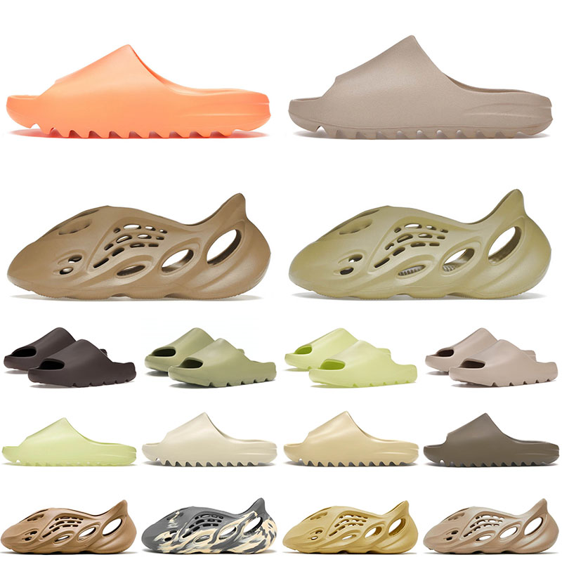 

classic mens women slippers designer foam slides runr size 13 Pure Enflame Orange Sulfur Mist Bone Glow Green Ochre sliders men luxury sandals, B32 honey flux 36-45