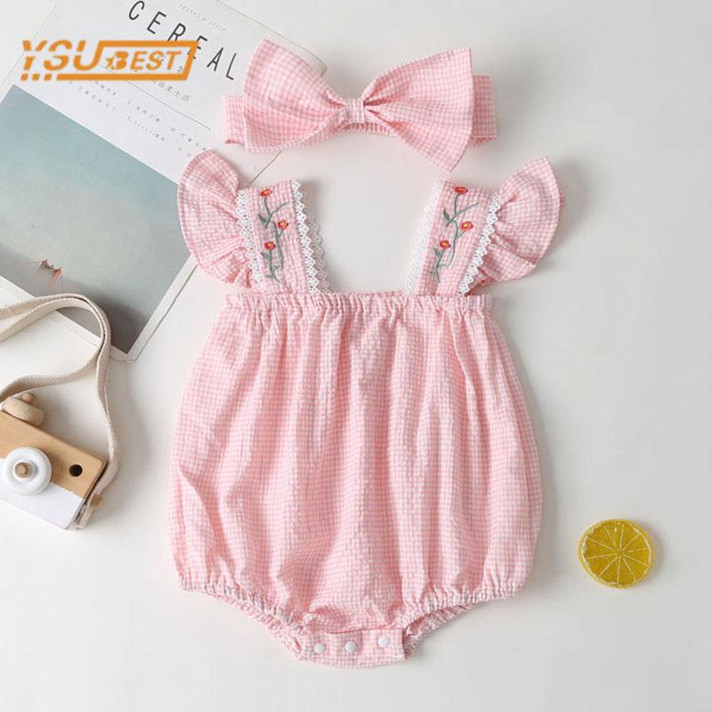 

Jumpsuits Summer Born Baby Girl Sleeveless Flower Rompers Toddler Jumpsuit Infant Girls Embroidery Children Outfit JumpsuitJumpsuits, H2117 white t-shirt
