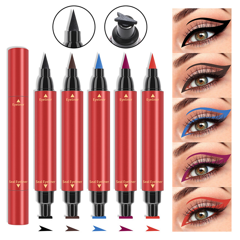 

Colorful Double Head 3.5g Quick Drying Waterproof Eyeliner Pen Triangle Stamp Long Lasting Smudgefree Eye Liner Eye Pencil Eyes Makeup Cosmetic Wholesale ZL1284, Purple
