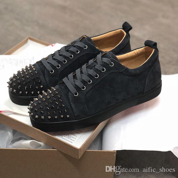 

Christians Fashion Women Red bottoms shoes Low Cut Suede Spikes men Shoes Top quality Genuine Leather For Men Women Designer Sneakers Wi KGx, Leather 11
