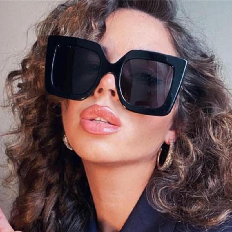 

Sunglasses Black Fashion Square Women 2022 Designer Big Frame Oversized Sun Glasses Sexy Retro Shades UV400 Oculos