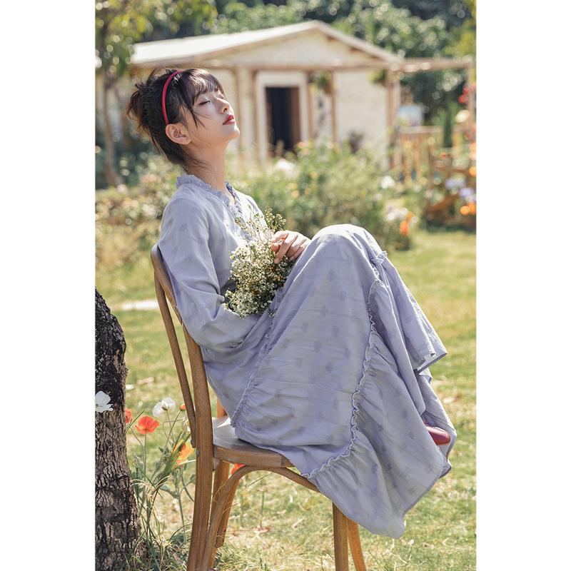 

Casual Dresses Spring Autumn Cute One Piece Dark Jacquard Long Sleeve Waisted Lace Pleats Elegant Sweet Women' Lady DressCasual, Army green