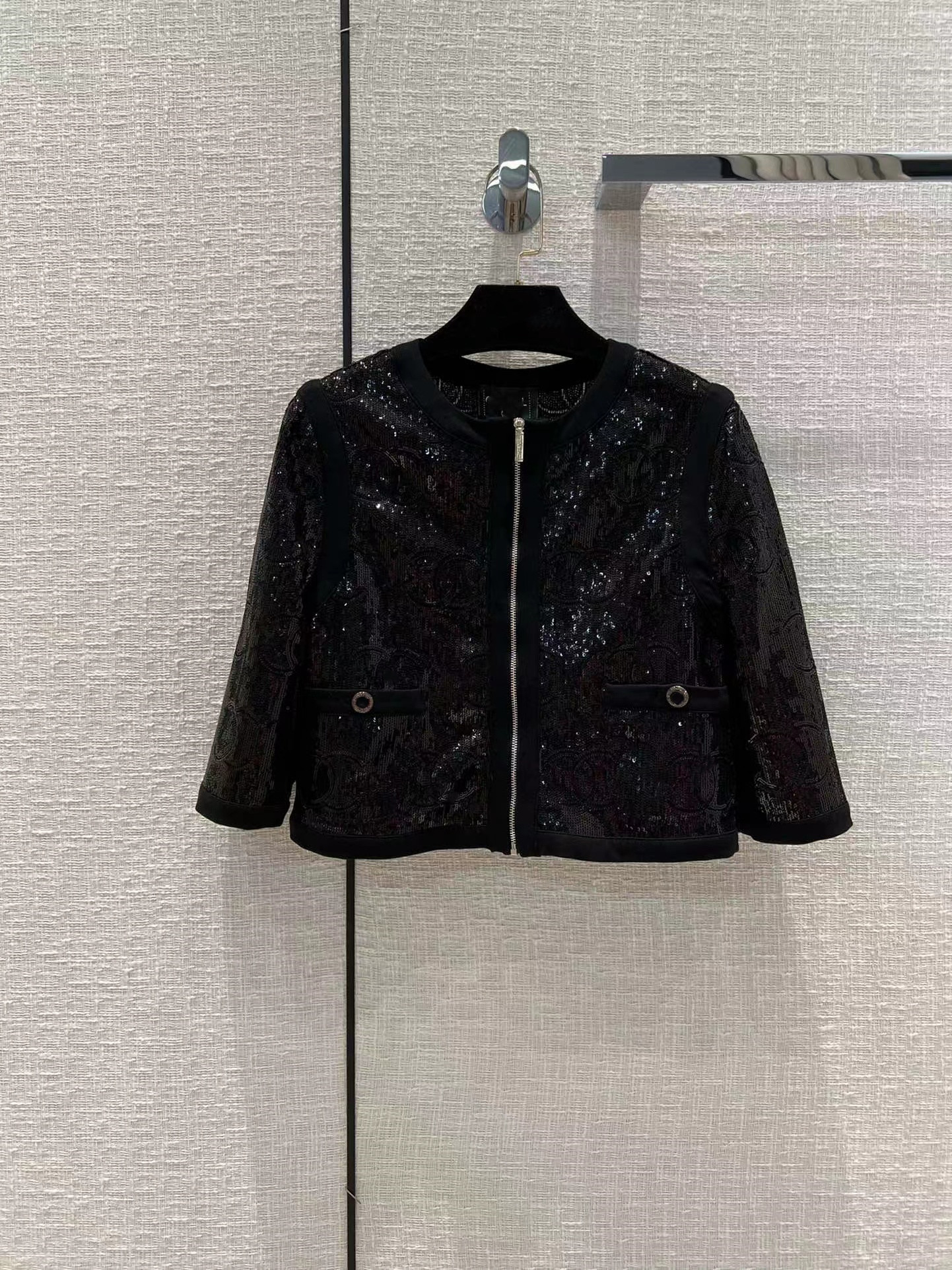 

Milan Runway Jackets 2022 Autumn O Neck Long Sleeve Women' coats Designer Coats Brand Same Style Outerwear 0524-8, Black