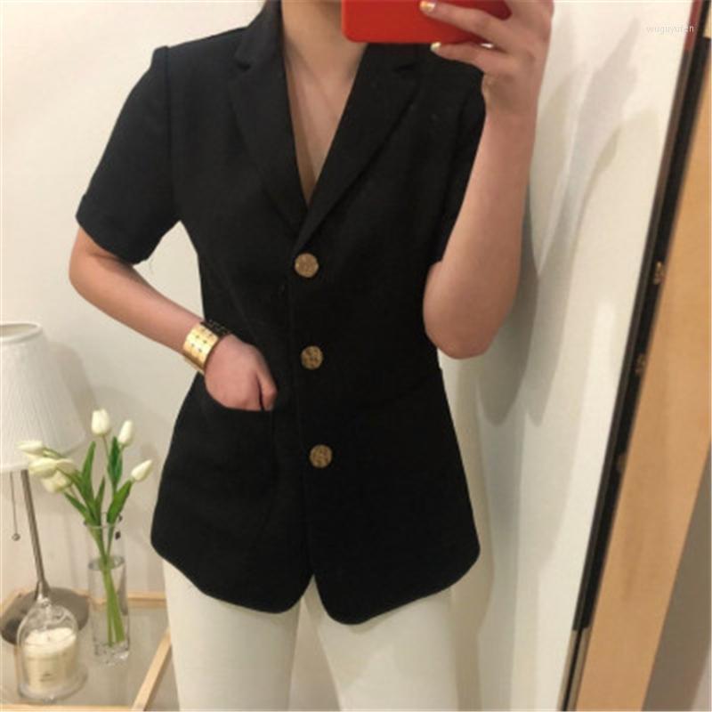 

Women' Suits & Blazers 2022 Arrivals Summer Chic Fashion Elegant Solid Loose Simple Basic All Match Single Breasted Shaping Comfort, Black