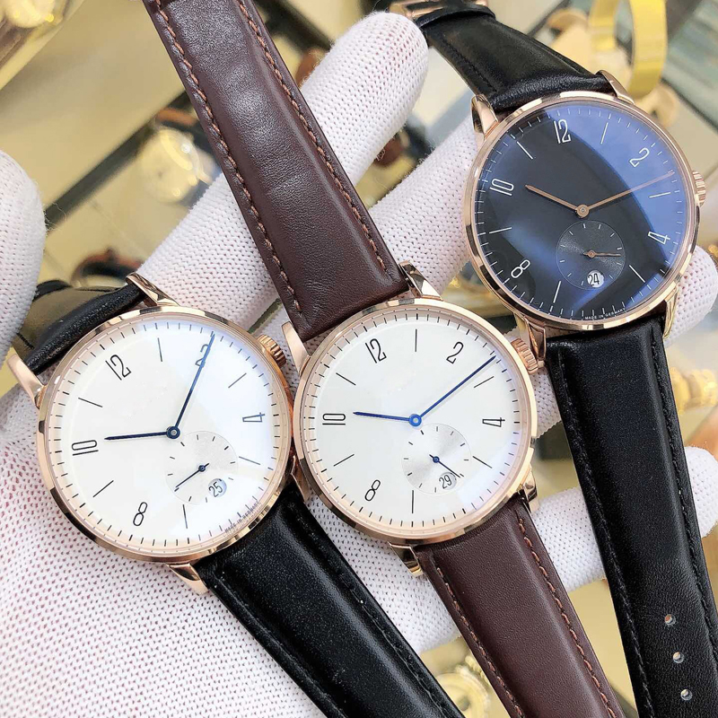 

Classic mens watch Automatic movement 42.5mm Leather strap Series Steel