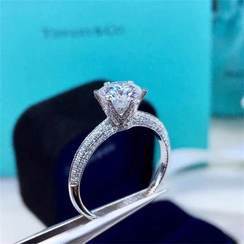 

Solitaire 3ct Promise ring S925 Sterling Silver Engagement Wedding Band Rings for women Bridal Fine Party Jewelry 220728
