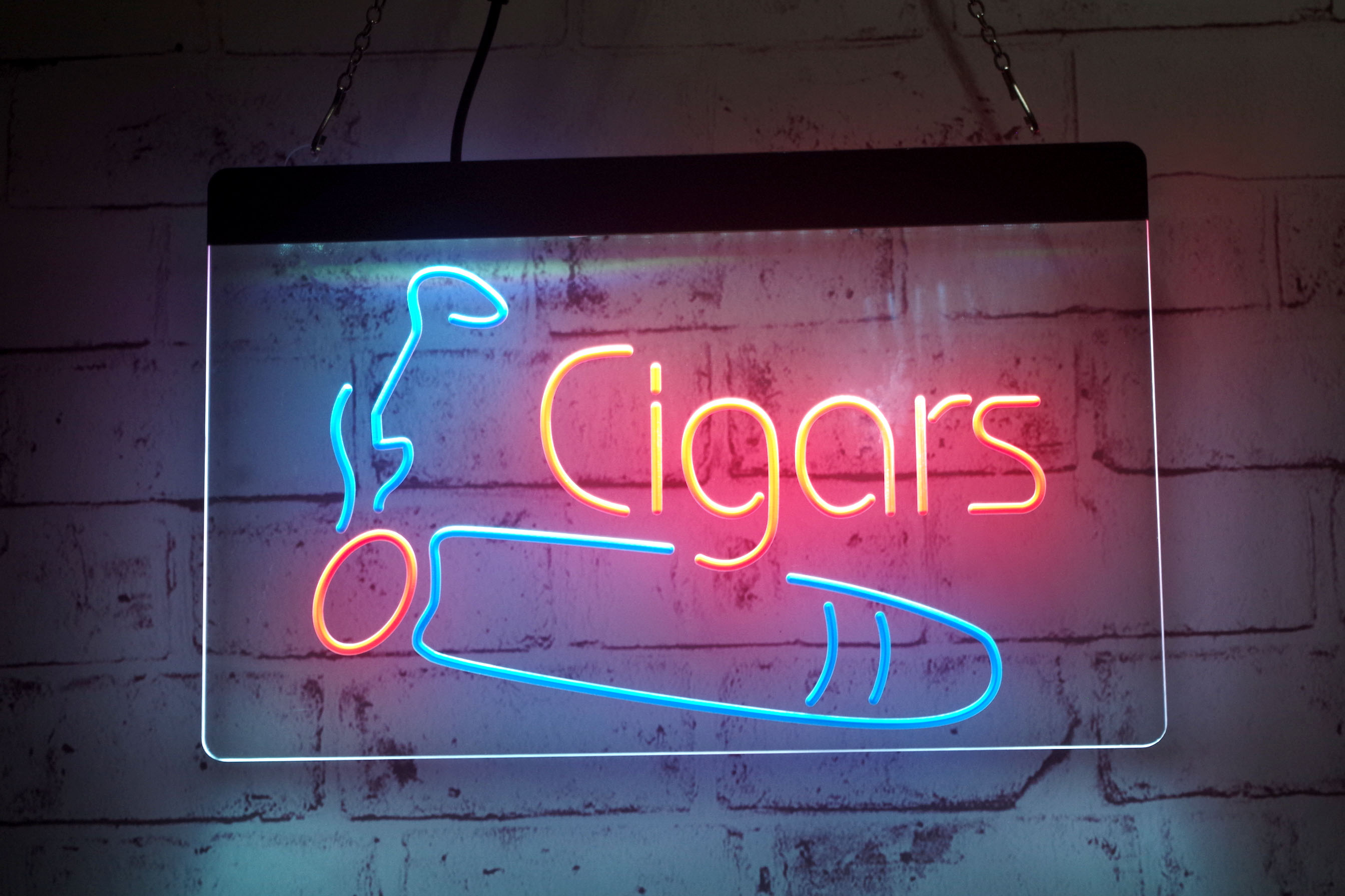 

TC1337 Cigars Smoke Shop Dual Color Light Sign LED 3D Engraving Wholesale Retail