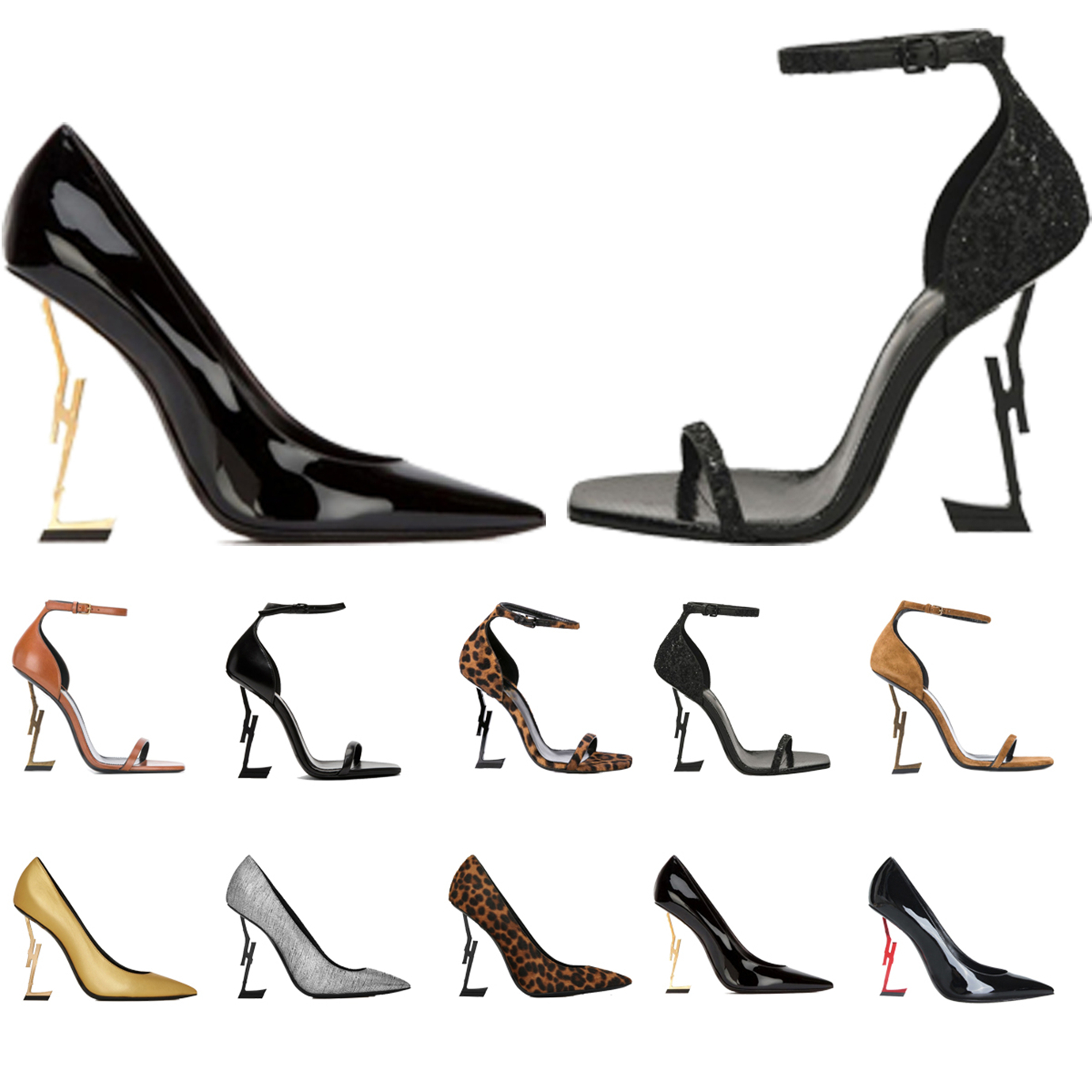 Femmes Habille chaussures hautes talons de créateur de femmes véritables pompes en cuir lady sandales mariage noir or or 10cm talon globalKidshoe