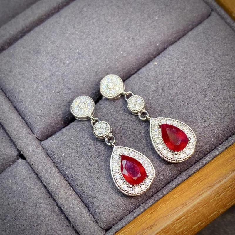 

Dangle & Chandelier MeiBaPJ Natural Pigeon Blood Ruby Drop Earrings Real 925 Sterling Silver Red Stone Fine Charm Wedding Jewelry For WomenD