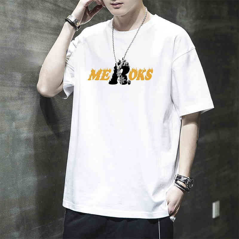 

Summer short t-shirt cotton half sleeve T-shirt 2022 new trend fashion brand casual loose men' clothing, White