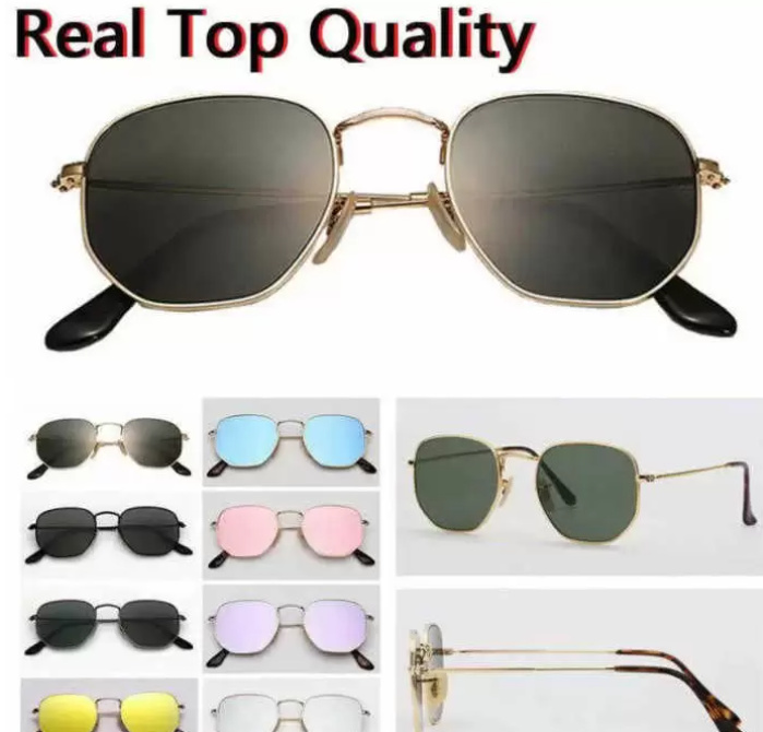 

top quality 51mm metal Metal plat uv400 hexagon flat Sunglasses Women Men Vintage Retro Brand Design Sun Glasses Oculos De Sol gafas