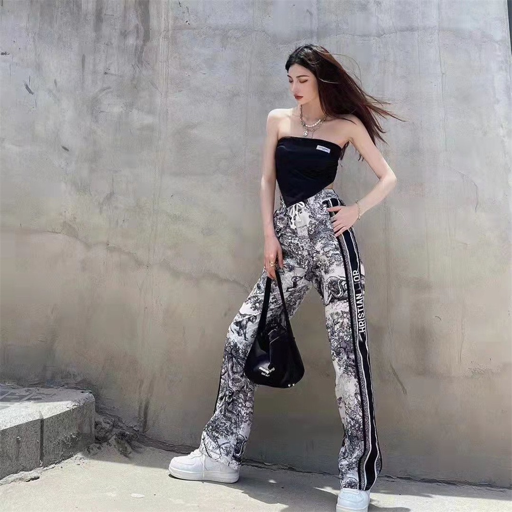 

Fomen's Pants Print Casual Women Jogger Sweatpants Fashionable Female High Waist Drawstring Streetwear ladies workout Clothing, Black