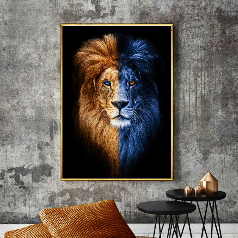 

Wall Art Canvas Painting on Canvas Posters and Prints Home Decor Vivid Lion Wall Art Picture Decoration for Living Room Unframed