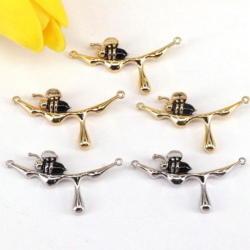 

Pendant Necklaces 10Pcs Fashion Gold Filled Bee Connector Enamel Insects Charm Necklace DIY Jewelry Making SupplyPendant