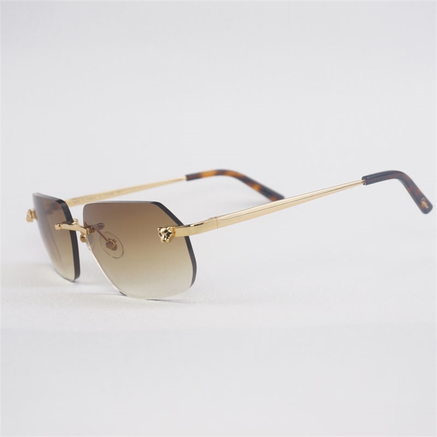 Lunettes de soleil de style léopard Vintage Hommes Sans montage en métal Gafas Femmes pour accessoires extérieurs Oculos Oval Shades Oval