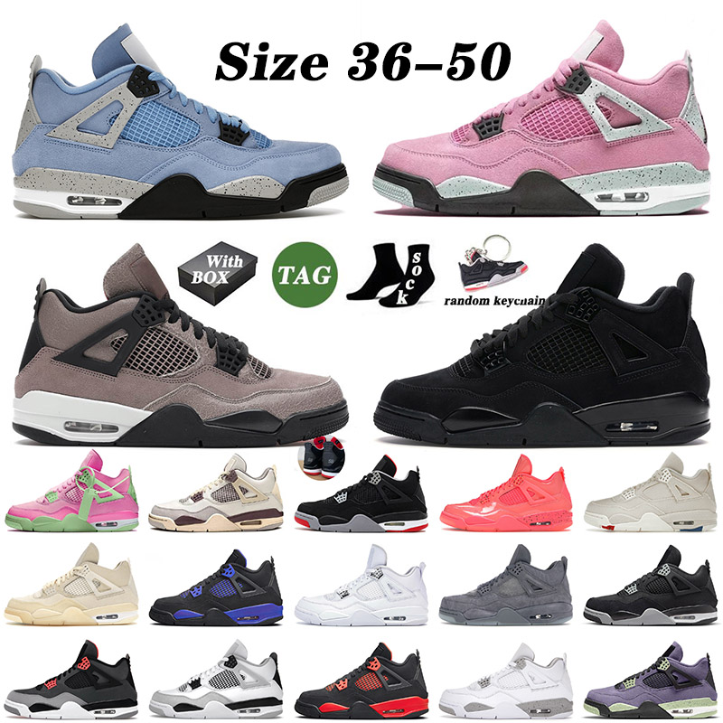 

With Box 2022 Arrival Mens Basketball Shoes 4 4s IV University Blue Black Cat Taupe Haze Off Sail Kaws Grey White Oreo Jorda Jordens Trainers Sneakers 36-50, D17 what the 40-47