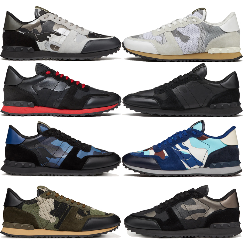 

Easyhoom with box men Rockrunner Sneakers luxury designer shoes in camouflage mesh fabric stud Triple Black White Beige mens trainers Jogging Walking, #2