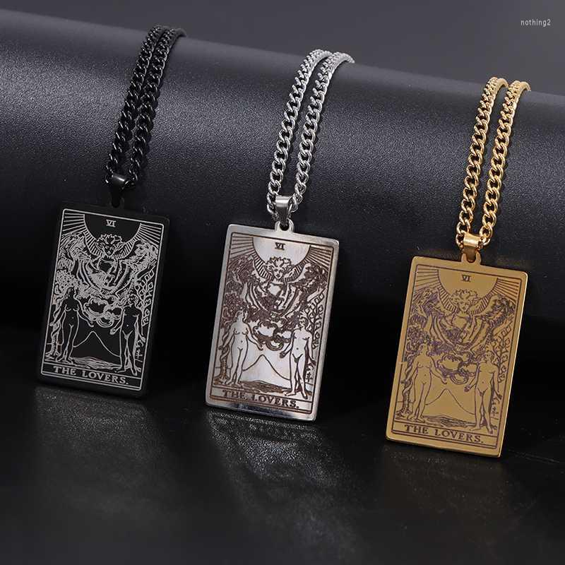 

Pendant Necklaces Tarot Cards Necklace Vintage Stainless Steel Jewelry Year Gift The Major Arcana -THE LOVERS