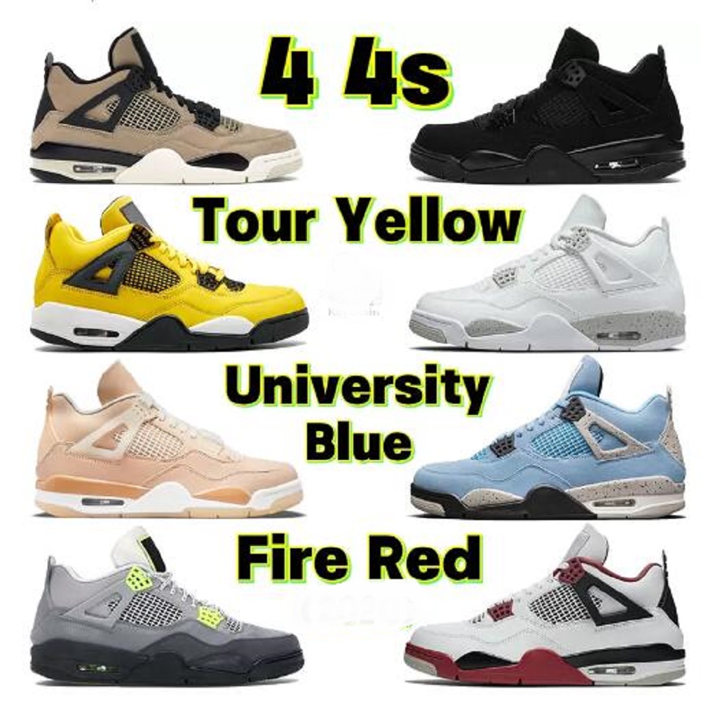 

2022 Men Basketball Shoes 4 4s Sneakers Black Cat Fire Red Tour Yellow University Blue SE Neon Mushroom White Cement Cool Grey Mens Sports Trainers, # 14