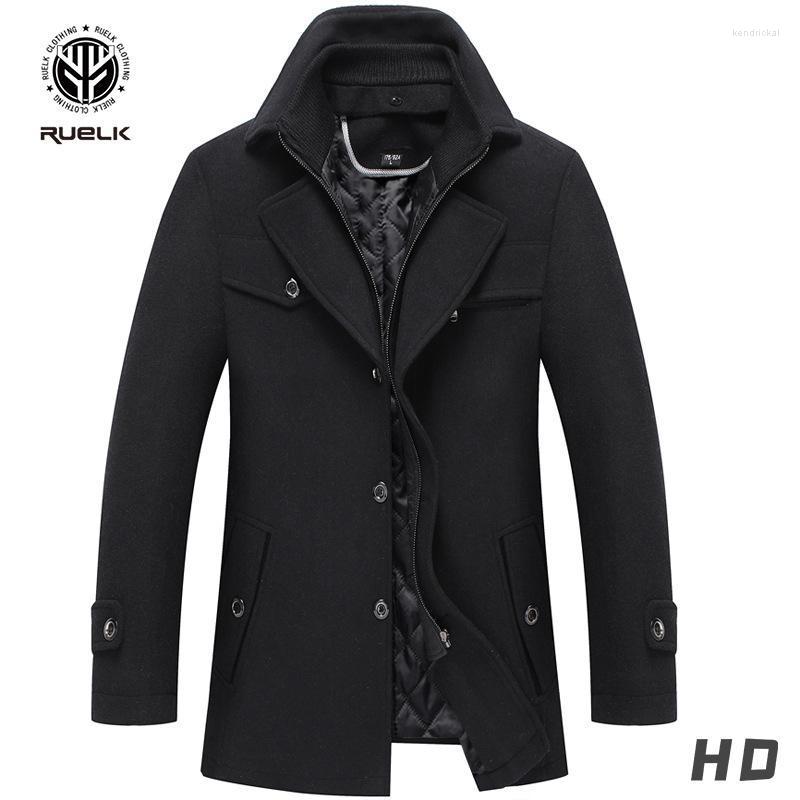 

Men's Wool & Blends RUELK 2022 Autumn And Winter Woolen Coat Fashion Classic Solid Color Double Collar Thickened Lapel Jacket Men Top Kend22, Red