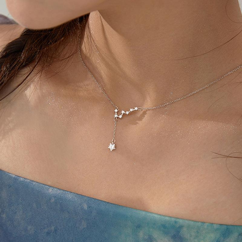 

Pendant Necklaces Constellation Tassel Star Necklace Female 2022 Silver Color Choker Chain Korean Fashion Zircon Women Jewelry KAN359Pendant