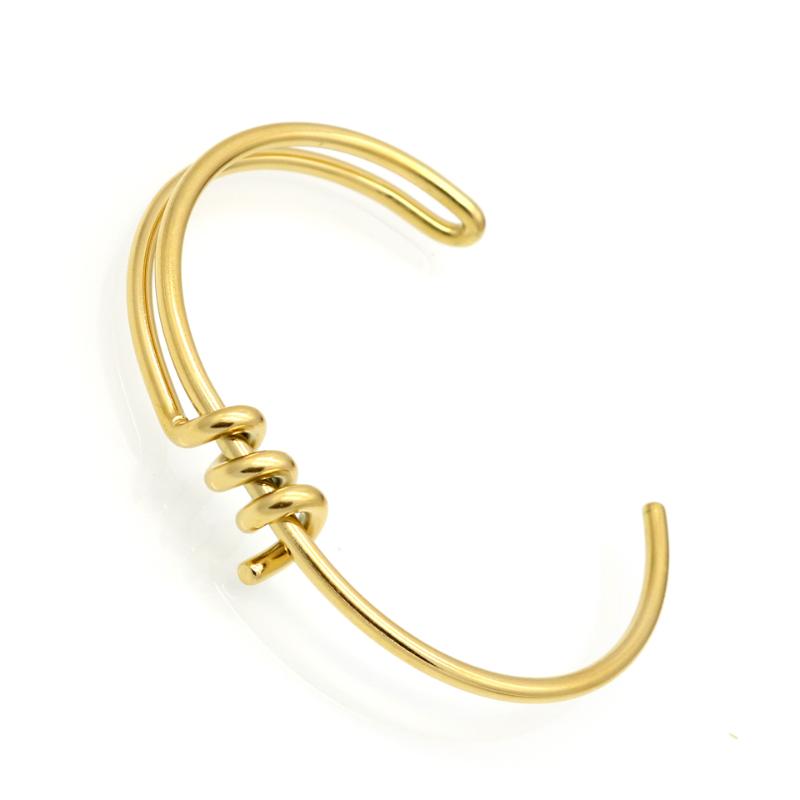 

Bangle Simple Handmade Fashion Knot Bracelet Stainless Steel Trendy Jewelry Gold-color Cuff Bracelets & Bangles For Women Rock Bijoux