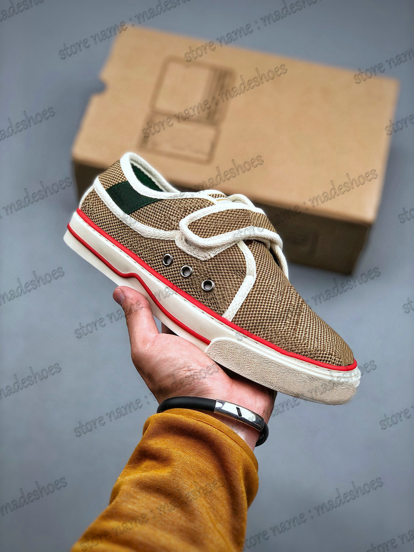 

Mens Tennis 1977 Sneaker Tiger Flower Retro Causal Shoes Beige Ebony Jumbo Canvas Womens White Flat Designer Shoe Green Red Web strap Rubber sole