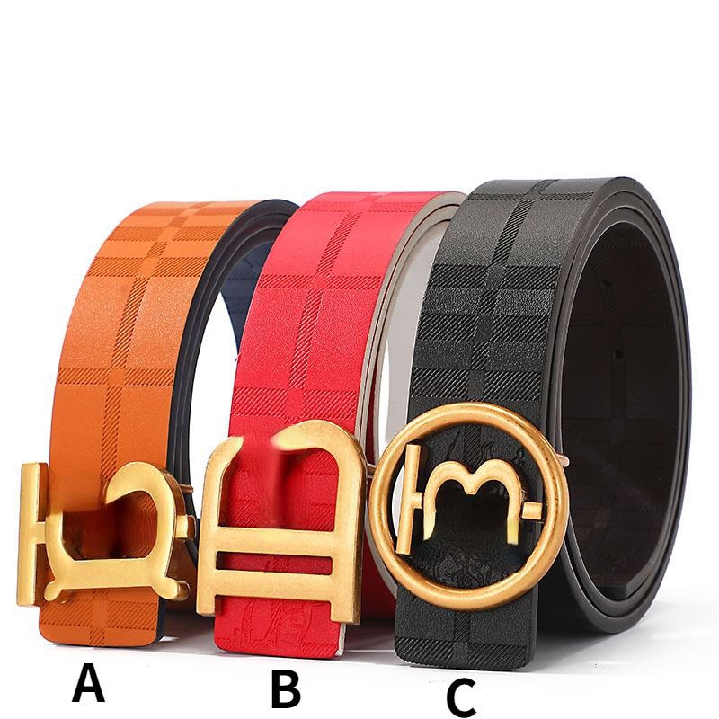 

Famous brand men's Classic luxury belt letter smooth buckle business versatile Jeans both sides Designer Belt for man boy, Red