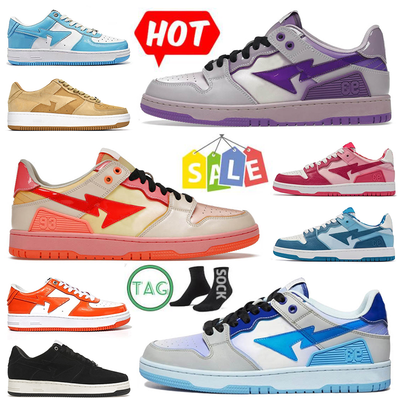

With Socks Authentic Designer Sta SK8 Casual Shoes Women Mens Bapesta trainers Patent Leather Camo Beige White Black Grey Bapestas Platform Sneakers Size 36-45, B15 white abc camo green