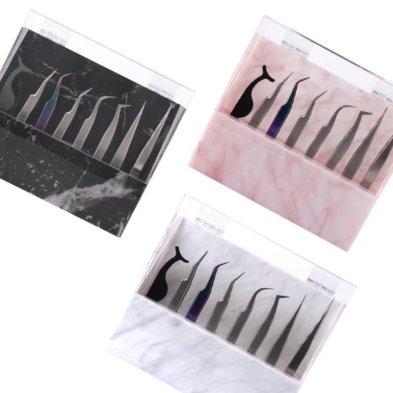 

False Eyelashes 8 Holes Tweezers Storage Box With Cover Eyelash Tweezer Brush Holder Acrylic Convenient Organizer Rank For Makeup ToolFalse