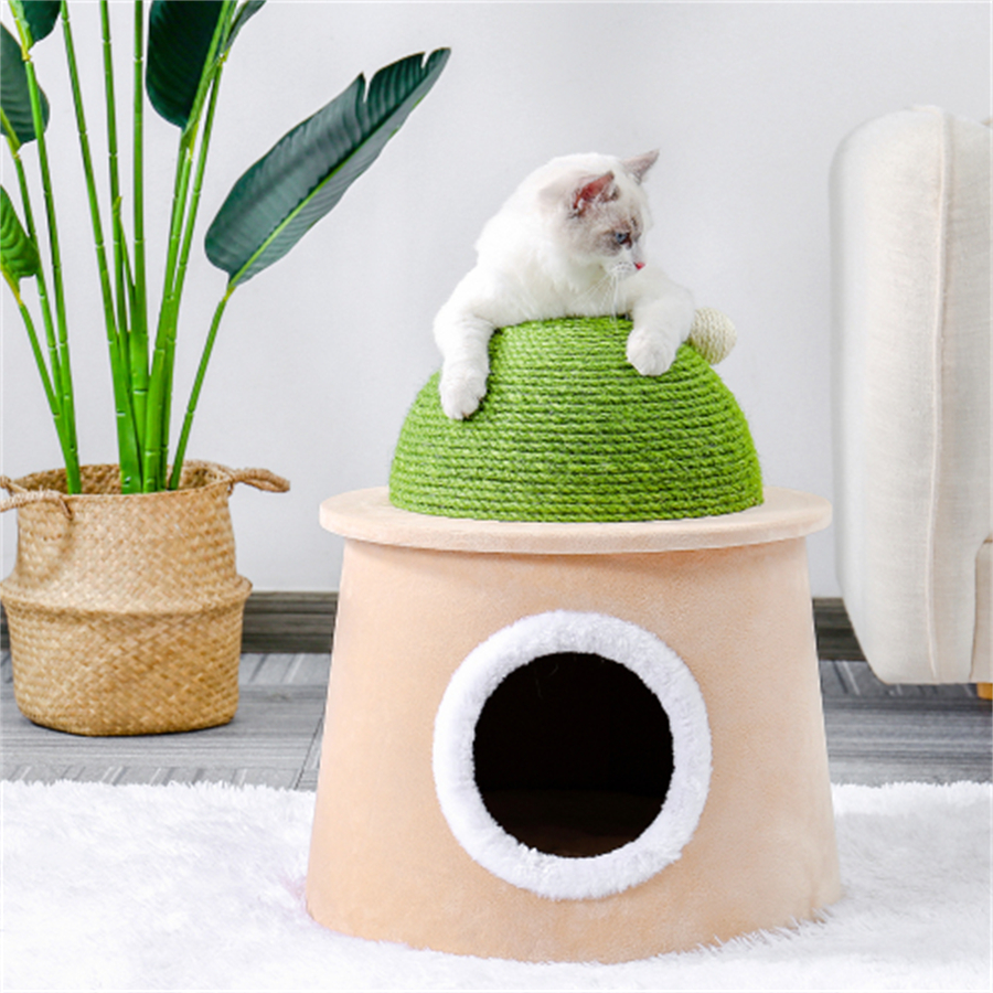

NEW!!! Cactus Cat Cave House with Sisal Scratching Post and ball for cat kittens Green L Wholesale 2022