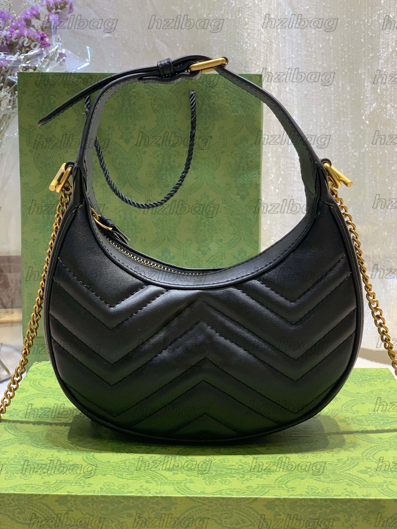 

Marmont Half Moon Shaped Mini Shoulder Bag 699514 Retro Womens Luxurys Designer Chain Handbag Leather Crossbody Hobo, Color 01
