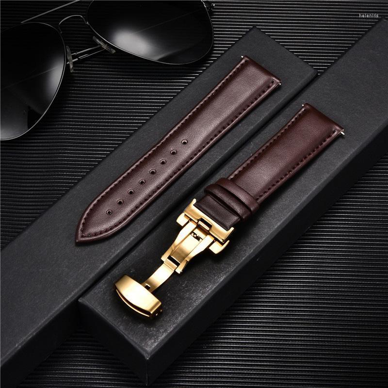 

Watch Bands Soft Genuine Leather Watchbands With Automatic Buckle Bracelet 18mm 20mm 22mm 24mm Men Women Casual Business Straps Hele22