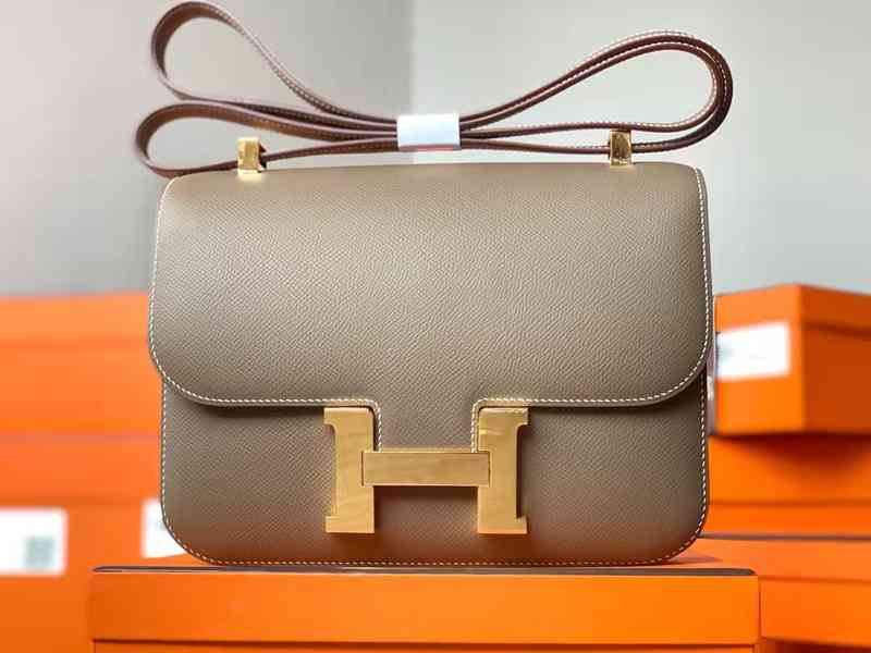 

Handbag Herme Constance19 24 Handmade custom h wax line Kangkang bag Epsom palm leather stewardess Bag Mini single shoulder diagonal womens wm, Gold brown 19cm gold buckle