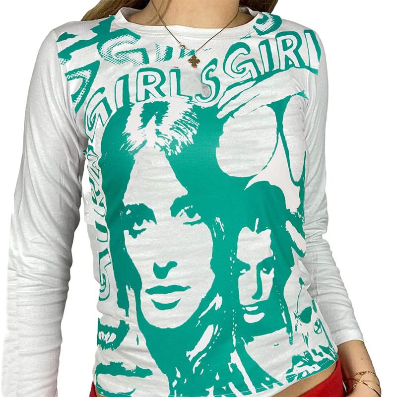 

Women's Blouses & Shirts Silk Shirt Women Classic Crewneck Graphic Print Sweatshirt Slim Long-Sleeves Winter Sweater Blouse Top 2 LightWomen, Green