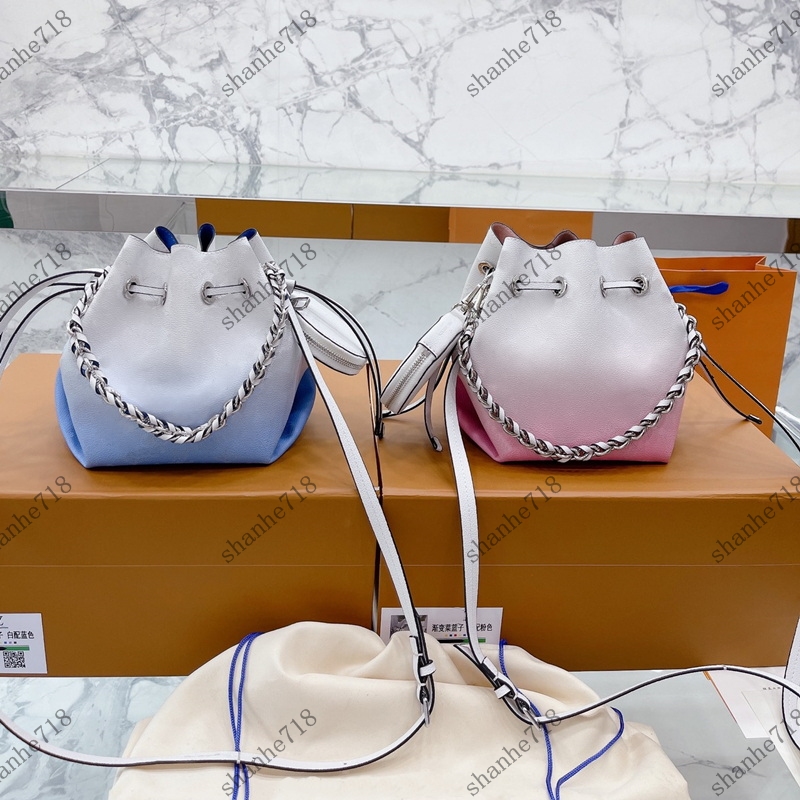 

7A Mirror Quality Bella Gradient 2Pcs Bucket Bag with Coin Purses Women Shoulder Crossbody Bags Designer Luxury Handbags Mahina Lady Mini Totes, Bubble paper package