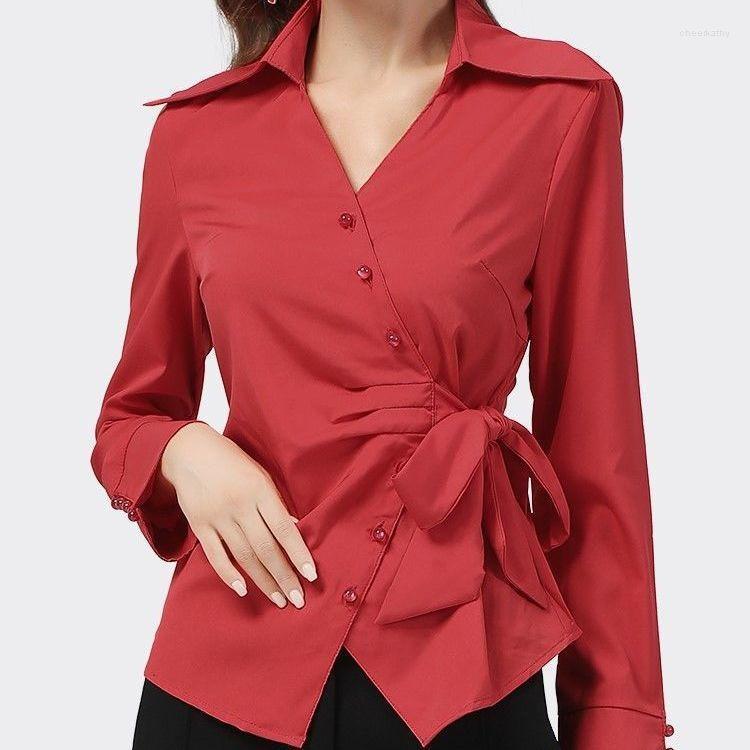 

Women' Blouses & Shirts Silk Shirt Women' Autumn Single-breasted Suit Collar Long-sleeved Lace Slim Women Ladies Tops ChiffonWomen' C, Black