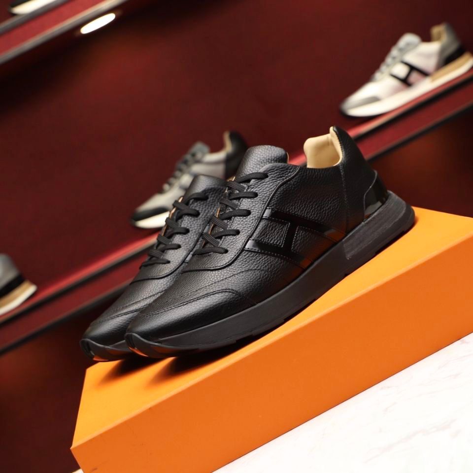 

Lace Up Genuine Leather Sneaker Round Toe Men's Shoes Luxury Sneakers H Brand Fashion Designer Shoes Men mkj0001 FD