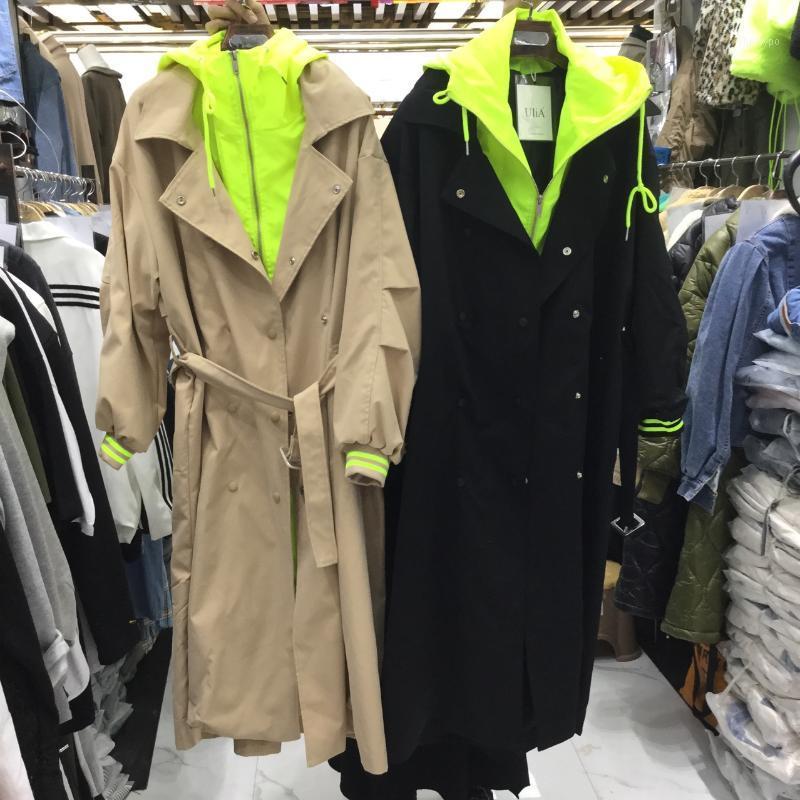 

Women's Trench Coats Korean Style Coat For Women 2022 Spring Wild Casual Ladies Windbreaker Hooded Clothing Cotton V956, Black