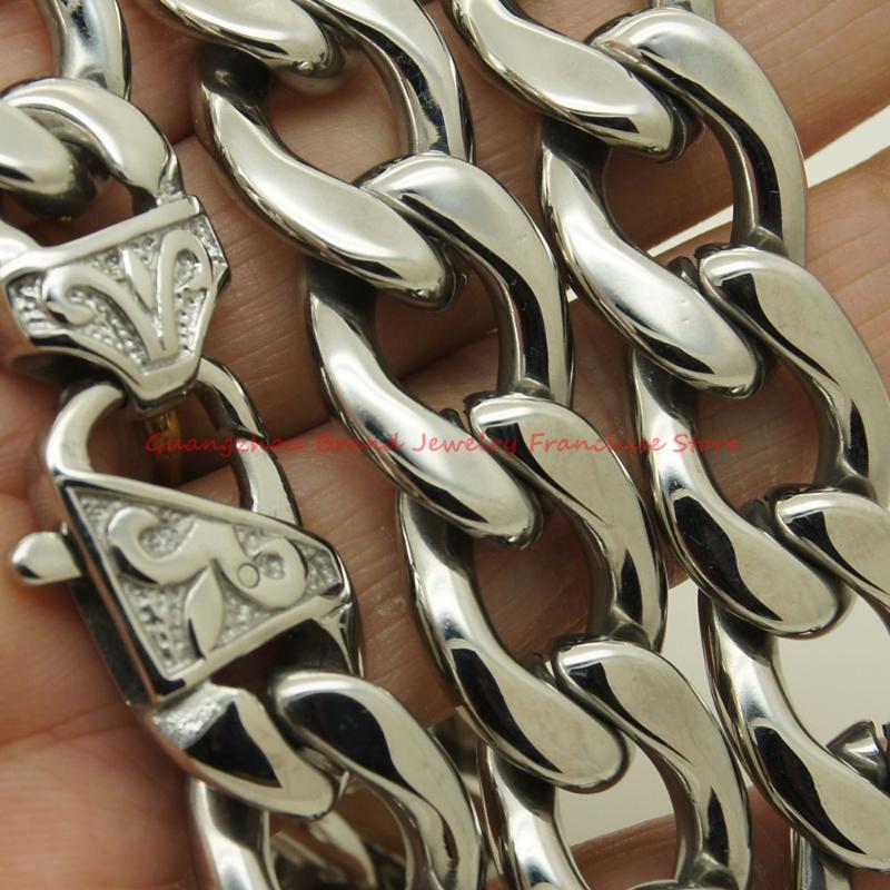 

Chains 13/15mm Stainless Steel Silver Or Gold Color Curb Cuban Chain Necklace Mens Gift Wholesale Jewelry 7-40"Chains