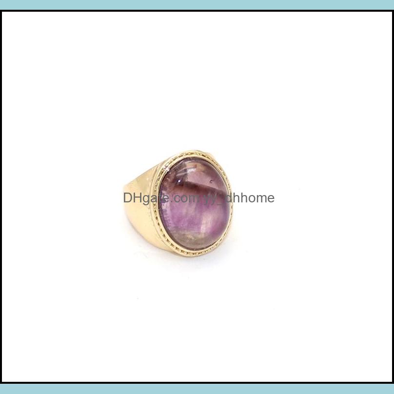 

Cluster Rings Fashion Gold Plated Oval Amethyst Quartz Crystal Geometric Natural Stone Ring For Women Men Jewelry Gift Drop D Yydhhome Dhwm0